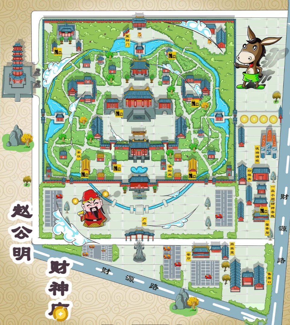 李沧寺庙类手绘地图